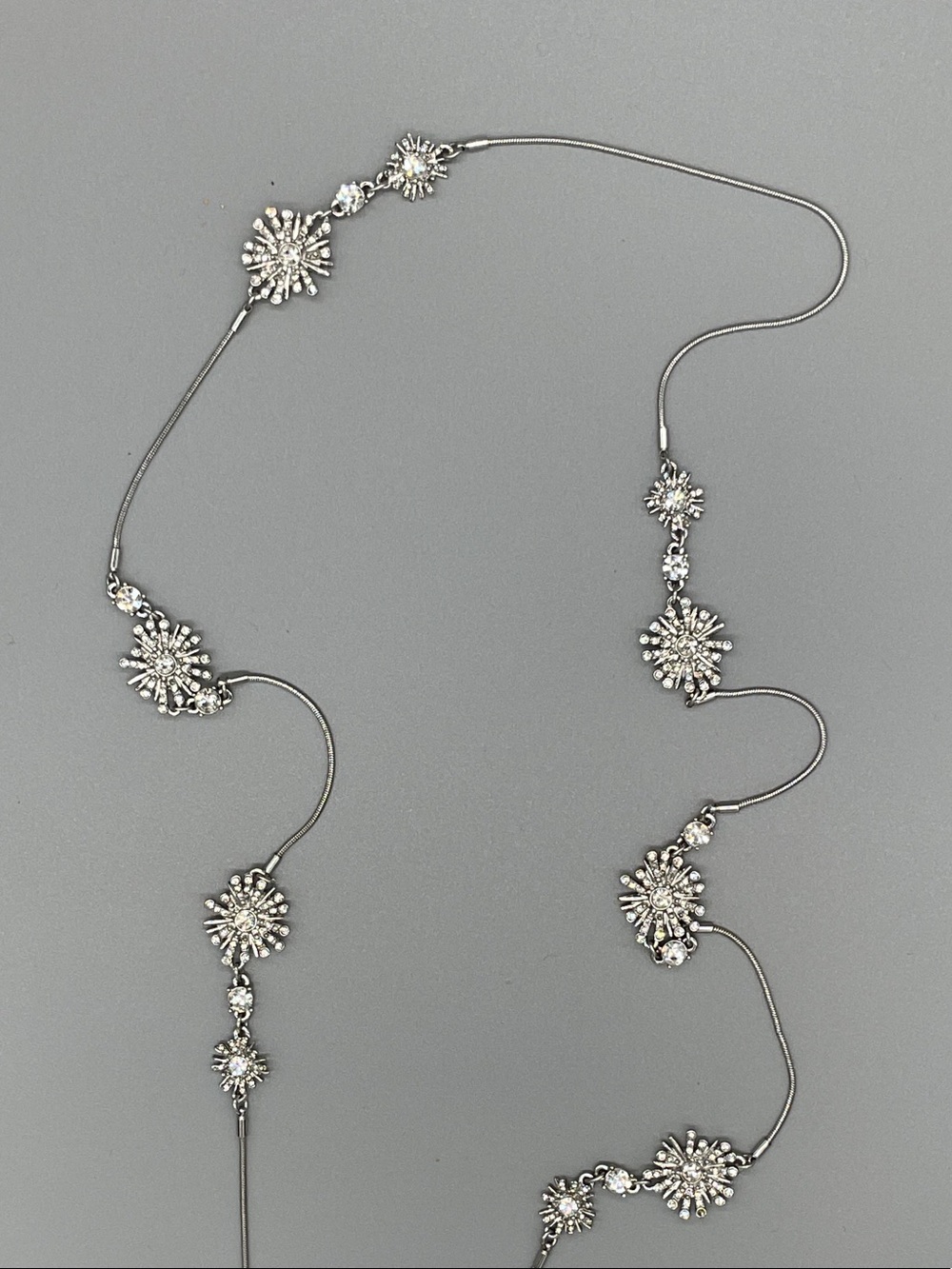 Ann Taylor Silver Floral Station Long Necklace - Picture 3 of 3